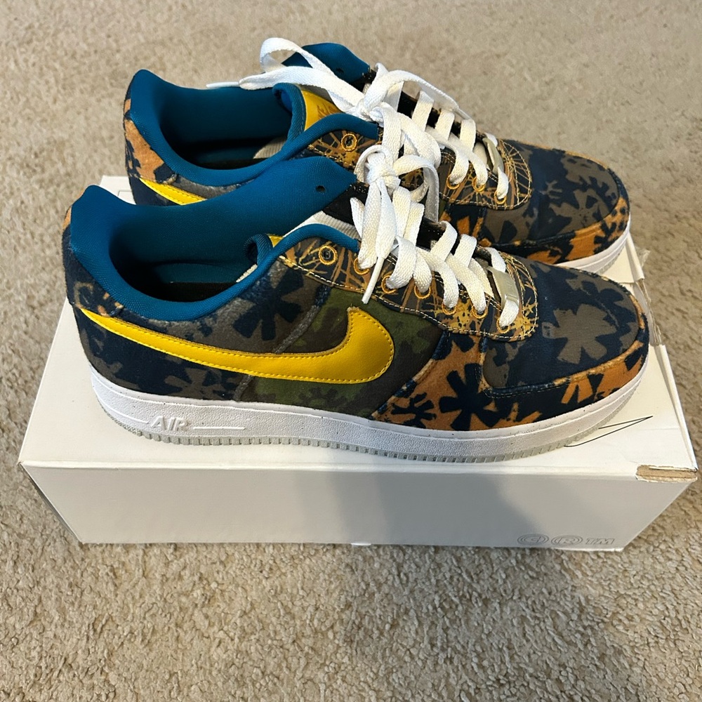 Nike Air Force 1 “Nike By You” Sneakers with Blue and Yellow Accents